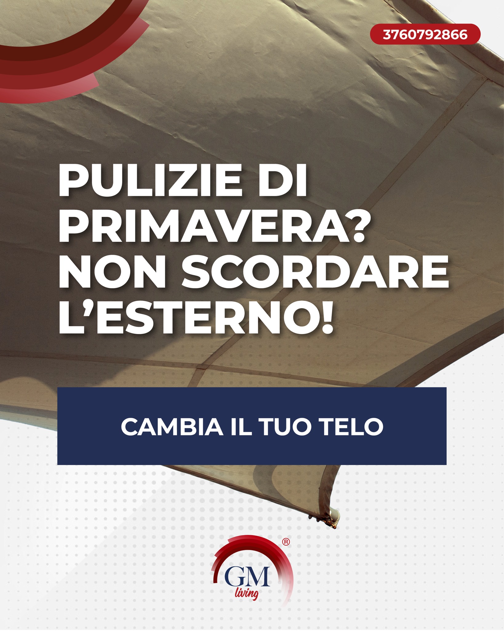 Regala un nuovo volto ai tuoi spazi esterni!
Il cambio telo influisce notevolmente sullo stile dell'outdoor.
Grazie alla personalizzazione potrai adattare il nuovo telo all'ambiente circostante, garantendo ottimo riparo in perfetta armonia con la casa.
Scegli il materiale, lo stile e il colore che preferisci: realizzeremo un'installazione su misura 💪
#gmliving #gmdesign #cambiotelo
