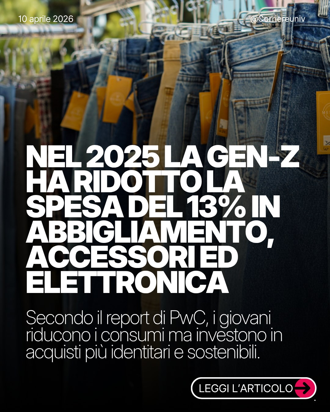 La Gen Z non ha smesso di consumare: ha cambiato modo di farlo.
Meno spese impulsive, meno fast fashion, meno weekend “automatici”. Più scelte consapevoli, più oggetti che durano, più acquisti che raccontano qualcosa. #corriereuniv #genz #acquisti #spesa #soldi La Gen Z non ha smesso di consumare: ha cambiato modo di farlo.
Meno spese impulsive, meno fast fashion, meno weekend “automatici”. Più scelte consapevoli, più oggetti che durano, più acquisti che raccontano qualcosa. #corriereuniv #genz #acquisti #spesa #soldi
