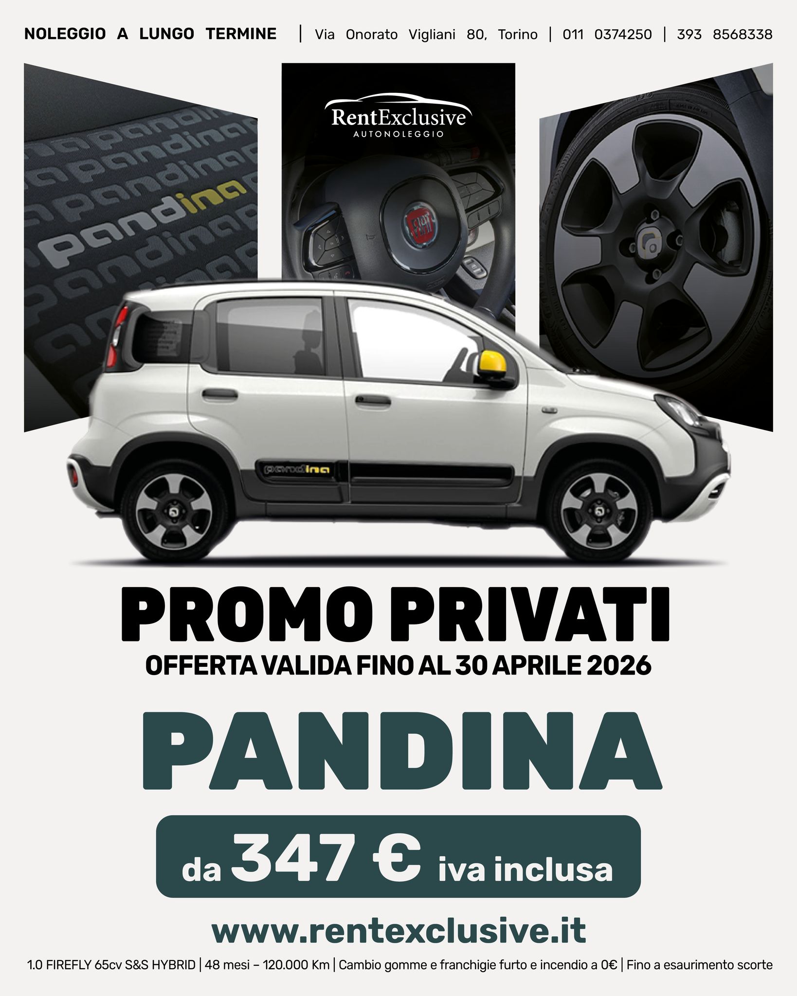🚗 PROMO PRIVATI DI APRILE 🚗
È il momento giusto per salire a bordo della tua prossima auto con @rentexclusive .
Scorri il carosello e scopri le nostre offerte dedicate ai privati, con canoni chiari e soluzioni pensate per guidare senza pensieri. ✨
Ecco alcune delle promo disponibili:
🔹 Peugeot 3008 da 600 € IVA inclusa
🔹 Nissan Qashqai da 591 € IVA inclusa
🔹 MG ZS da 504 € IVA inclusa
🔹 Peugeot 208 da 389 € IVA inclusa
🔹 Fiat Panda da 347 € IVA inclusa
🔹 Fiat Grande Panda da 388 € IVA inclusa
✅ 48 mesi
✅ 120.000 km inclusi
✅ Cambio gomme incluso
✅ Franchigie furto e incendio a 0 €
📅 Offerte valide fino al 30 aprile 2026
⚠️ Fino a esaurimento scorte
Scegli la promo più adatta a te e vivi tutta la comodità del noleggio a lungo termine con Rent Exclusive.
📍 Via Onorato Vigliani 80, Torino
📞 011 037 4250
#RentExclusive #PromoPrivati #NoleggioLungoTermine #NoleggioAuto #Torino #Peugeot3008 #NissanQashqai #MGZS #Peugeot208 #FiatPanda #FiatGrandePanda #AutoNuova #MobilitàSmart #PromoAuto