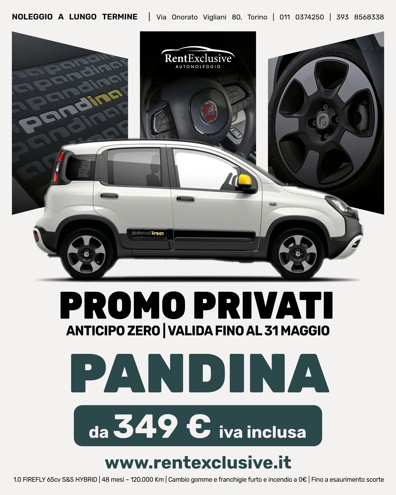 🚗 PROMO PRIVATI – ANTICIPO ZERO 🚗
Con Rent Exclusive è il momento giusto per scegliere la tua prossima auto con una formula semplice, conveniente e senza pensieri.
Scorri il carosello e scopri le nostre offerte dedicate ai privati, con anticipo zero e canoni IVA inclusa. ✨
Ecco alcune delle promo disponibili:
🔹 Fiat Pandina da 349 € / mese IVA inclusa
🔹 Fiat Grande Panda da 388 € / mese IVA inclusa
🔹 Nissan Qashqai da 538 € / mese IVA inclusa
🔹 Volvo XC40 da 786 € / mese IVA inclusa
🔹 Kia Sportage da 554 € / mese IVA inclusa
🔹 Škoda Kamiq da 457 € / mese IVA inclusa
✅ Anticipo zero
✅ 48 mesi
✅ 120.000 km inclusi
✅ Cambio gomme incluso
✅ Franchigie furto e incendio a 0 €
📅 Offerta valida fino al 31 maggio
⚠️ Fino a esaurimento scorte
Scegli il modello più adatto a te e vivi tutta la comodità del noleggio a lungo termine con Rent Exclusive.
📍 Rent Exclusive
Via Onorato Vigliani 80, Torino
🌐 www.rentexclusive.it
#RentExclusive #PromoPrivati #AnticipoZero #NoleggioLungoTermine #NoleggioAuto #Torino #FiatPandina #GrandePanda #NissanQashqai #VolvoXC40 #KiaSportage #SkodaKamiq #AutoNuova #MobilitàSmart