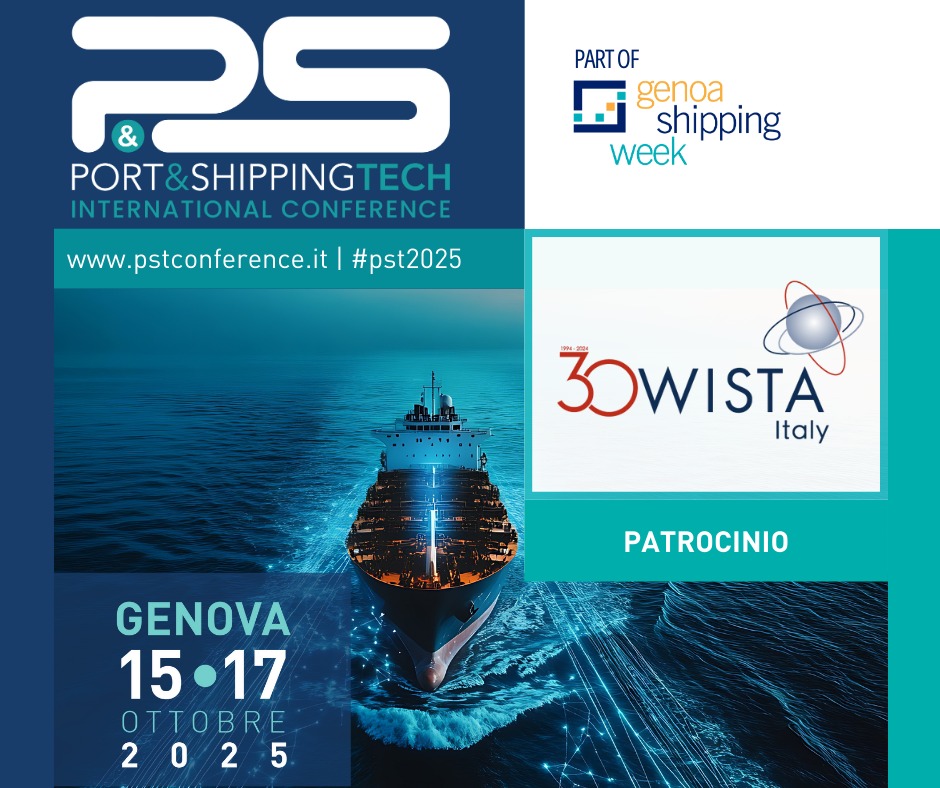 🇮🇹 WISTA Italy è partner della Port&ShippingTech 2025!
Siamo lieti di patrocinare la 16ª edizione di Port&ShippingTech, il Forum internazionale dedicato all’innovazione tecnologica per il settore logistico-portuale, che si terrà a Genova dal 15 al 17 ottobre 2025, nell’ambito della Genoa Shipping Week.
📅 Il 16 ottobre pomeriggio, una nostra socia interverrà come relatrice nella sessione “The technical means of professional skills updating”, portando la voce e l’esperienza di WISTA nel dibattito sulle competenze e l’evoluzione professionale nel settore marittimo.
💬 Stay tuned per scoprire chi sarà la relatrice e tutti i dettagli del nostro intervento!
#WistaItaly #PortShippingTech #GenoaShippingWeek #professionistedelmare #pst2025
🇬🇧 WISTA Italy is proud to support Port&ShippingTech 2025!
We are delighted to sponsor the 16th edition of Port&ShippingTech, the international forum dedicated to technological innovation in the port and logistics sector, taking place in Genoa from 15 to 17 October 2025, as part of the Genoa Shipping Week.
📅 On the afternoon of October 16, one of our members will speak during the session “The technical means of professional skills updating,” bringing WISTA’s perspective and expertise to the discussion on skills development and professional growth in the maritime industry.
💬 Stay tuned to find out who the speaker will be and for more details about our participation!
#wistainternational #womenwhomovetheworld