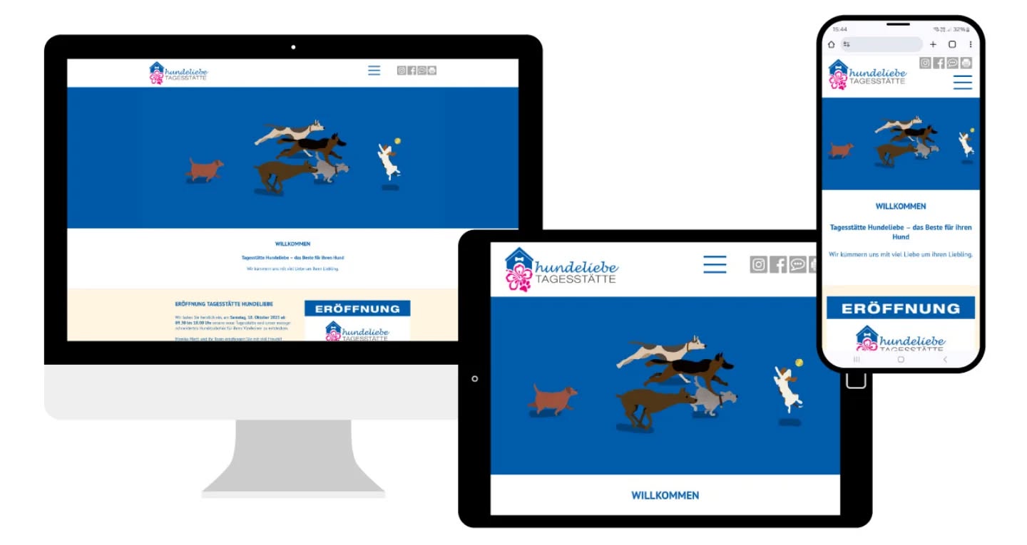 Hundeliebe.fun / Tagesstätte Hundeliebe Meinisberg hat auf liebcom und webBudget gesetzt und pr....