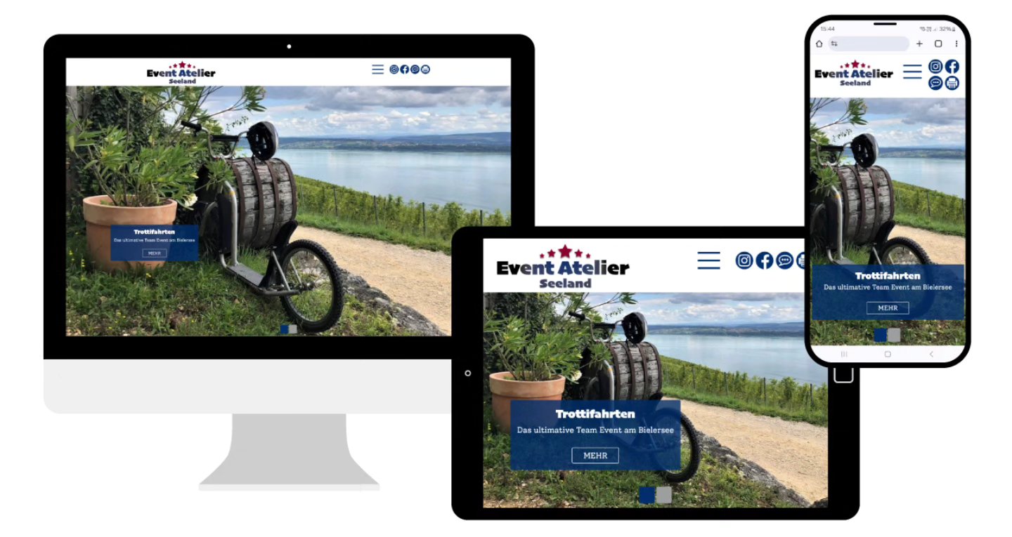 Event Atelier Seeland hat auf liebcom und webBudget gesetzt und präsentiert sich frisch und res....