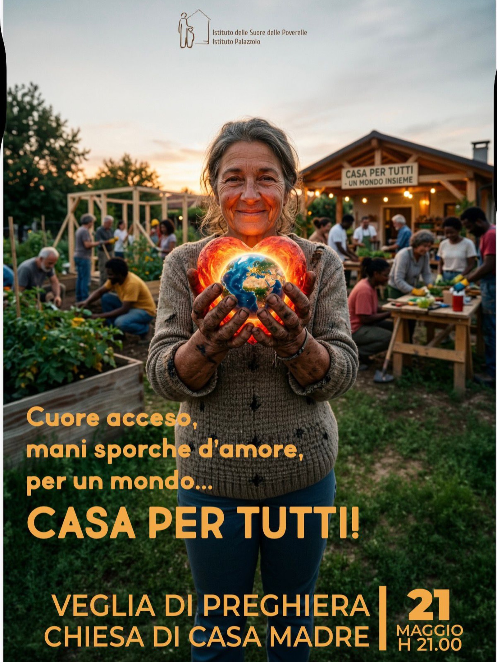 _Un tempo di veglia per sognare e costruire un mondo-casa per tutti…_
In occasione della nostra festa dellla Fondazione di Istituto Palazzolo del 22 maggio 2026, siamo tutti invitati a vivere insieme questo tempo insieme! Vi aspettiamo nella Chiesa di Casa Madre giovedì 21 Maggio alle 21.00… 💫