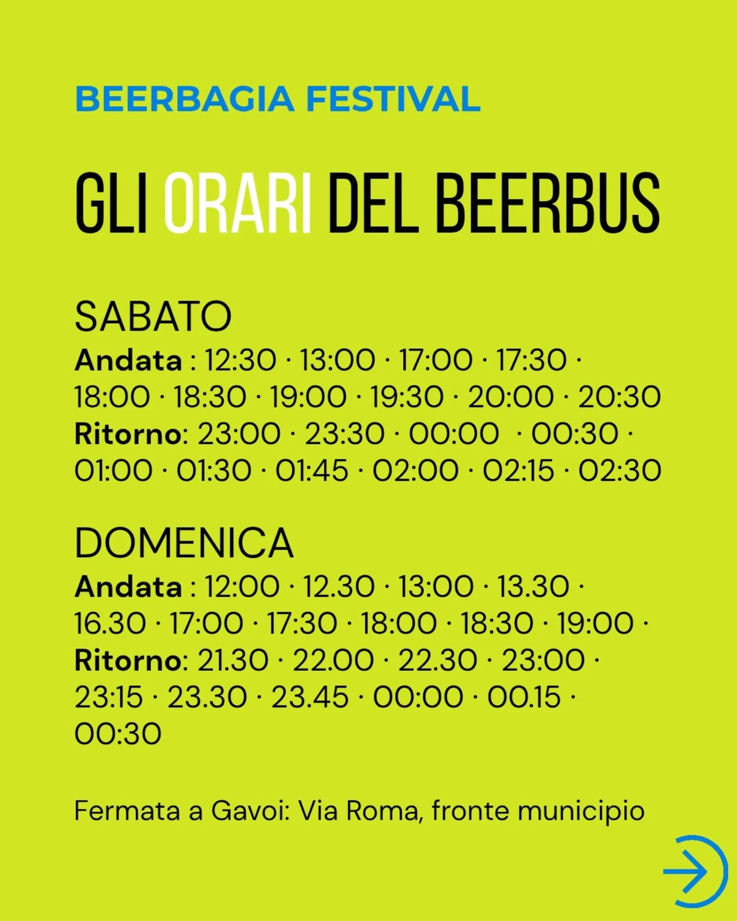 Tutto quello che ti serve sapere prima di venire al BeerBagia🍻
Quando:
Venerdì 29 maggio • dalle 17.00
Sabato 30 e domenica 31 maggio • dalle 10.30
Ingresso gratuito.
Come pagare
All'interno del festival si paga con la card ricaricabile BeerBagia Pay da richiedere ai punti cassa (cauzione €2). Il credito residuo è valido fino a domenica 31.
I rimborsi si richiedono solo durante il festival, entro gli orari di chiusura. Nessun rimborso online.
Il bicchiere
Le birre si degustano con il bicchiere ufficiale BeerBagia (€5), sostenibile e riutilizzabile, con portabicchiere incluso.
Come arrivare
Porticciolo del Lago di Gusana, Gavoi, lungo la SS128.
Per chi preferisce lasciare l'auto in paese, è attiva la navetta gratuita Gavoi ↔️ Lago di Gusana per tutta la durata del festival.
🌿 Rispetta la raccolta differenziata, evita i mozziconi per terra, non inquinare il lago. Ci vediamo al BeerBagia🍻
#BeerBagia2026